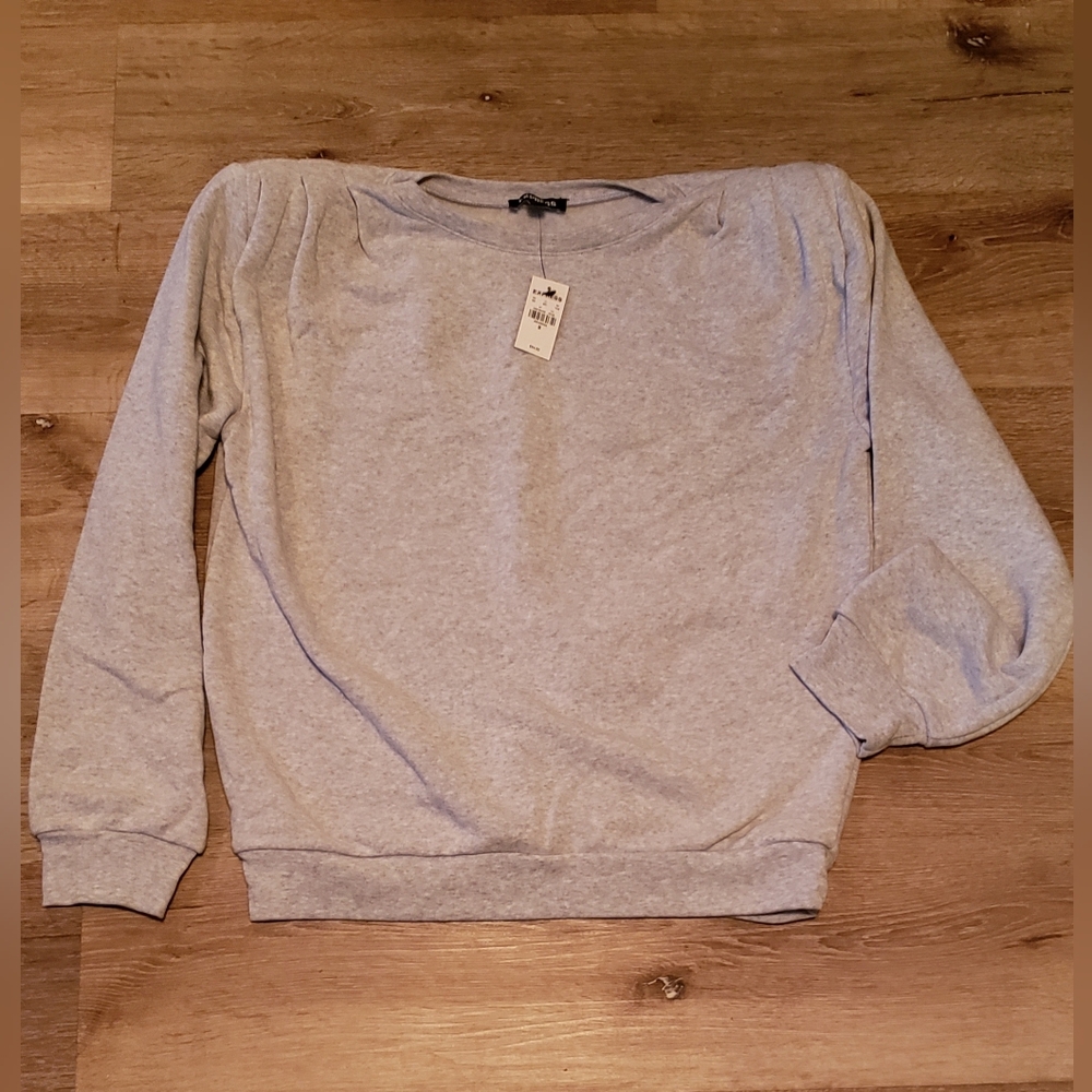 EXPRESS padded shoulders grey sweater sz M NWT